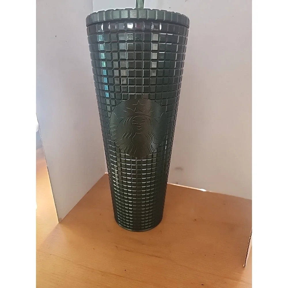 Starbucks Dark Green Grid Studded Tumbler 2021 Cold Cup 24oz‎ Shimmer
